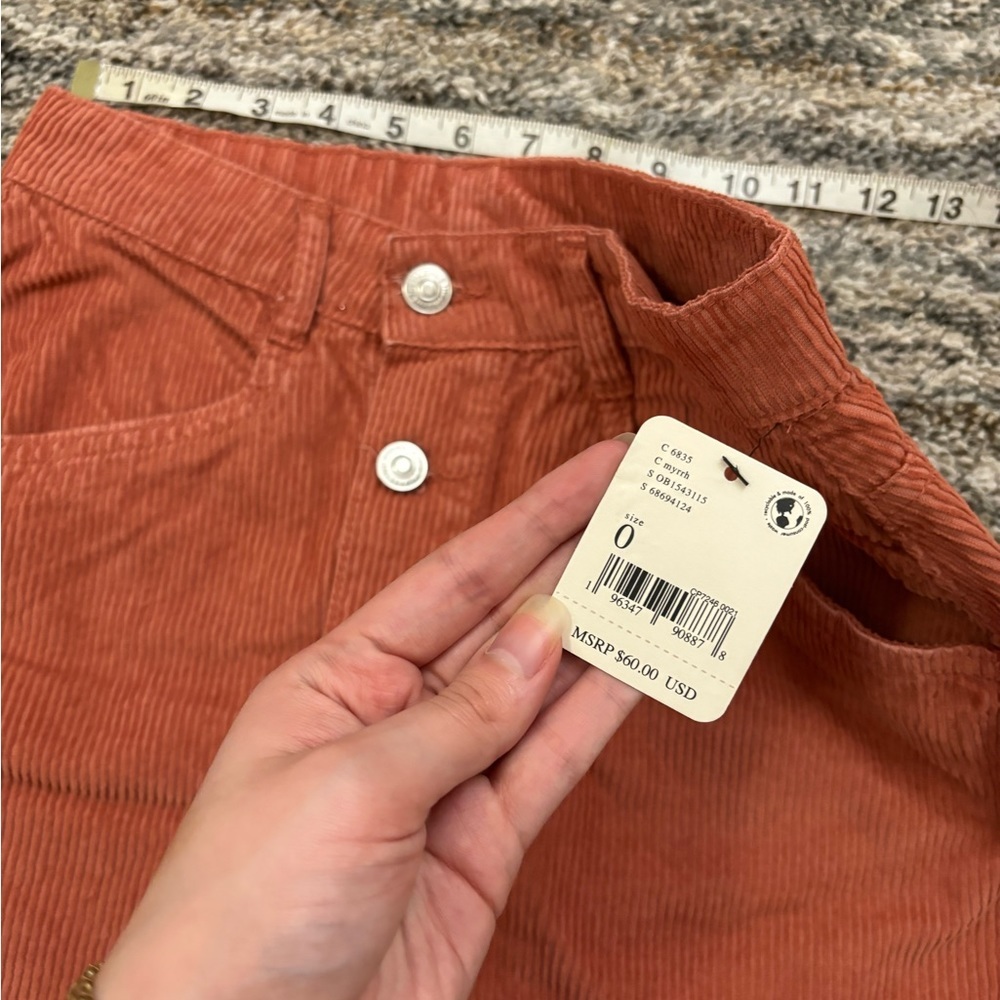 Free People Rust Corduroy Button-Front Mini Skirt - Picture 8 of 14
